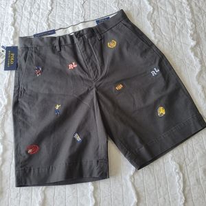 Polo Ralph Lauren Shorts 29W Embroidered Football Game Day Shorts Preppy NWT